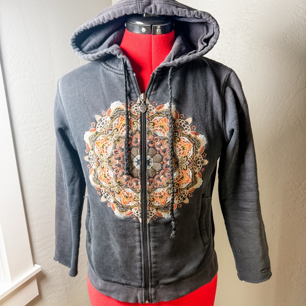 Weather Vane Y2K Black Zip Up Embroidered Graphic Size S
